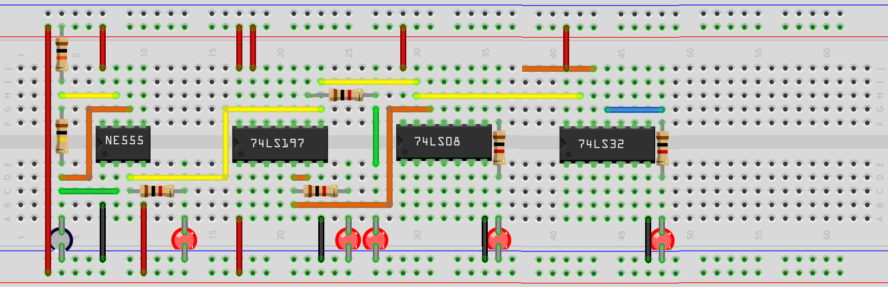 NE555, Zähler, AND und OR